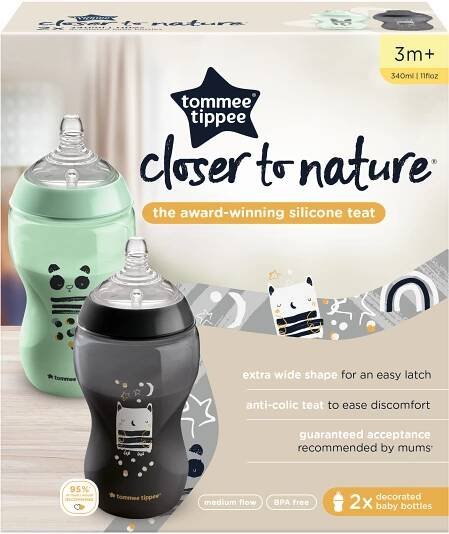 Tommee Tippee C2N 3m+ 340 ml kojenecká láhev s obrázky 2 ks