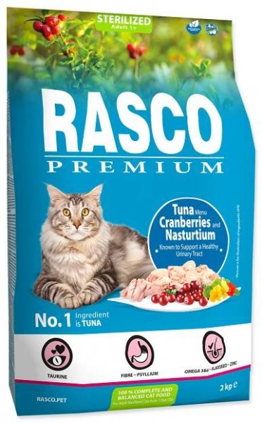 Rasco Premium Sterilized Tuňák s brusinkou a lichořeřišnicí granule 2 kg