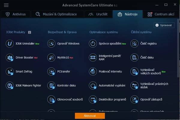 Advanced SystemCare Ultimate: neskutečná šíře různých nástrojů pro úpravu, opravy a další přizpůsobení Windows