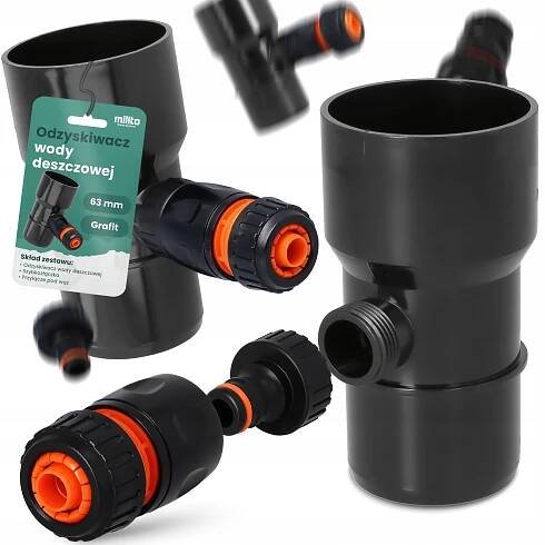 LAPAČ DEŠŤOVÉ VODY 63 MM SBĚRAČ DEŠŤOVÉ VODY REKUPERÁTOR ŽLABU GRAFI X5