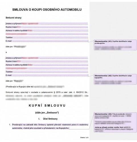 Vzor smlouvy o koupi automobilu 2025. Kupní smlouva na auto