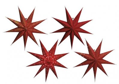 Červená Vánoční Hvězda svítící dekorace 9-bodová 60 cm