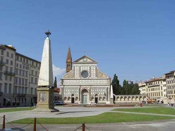 Obelisk in Piazza Santa Maria Novella square in front of the Basilica in Florence.