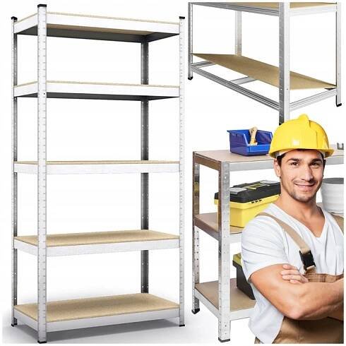 KOVOVÝ GARÁŽOVÝ SKLADOVÝ REGÁL 5 POLIC VKLÁDACÍ 875KG 180x90x40cm 2V1