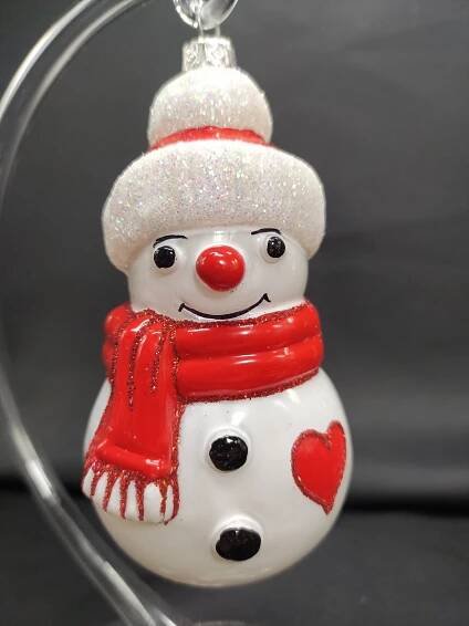 Sněhulák srdce 12 cm. « Sklárna Annín E-shop