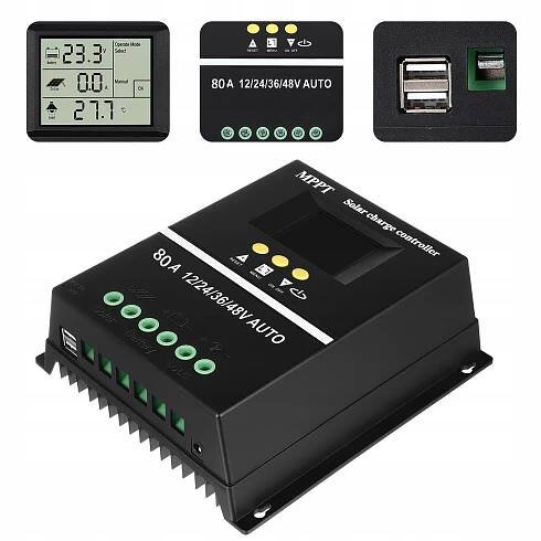 Solární regulátor Regulátor nabíjení baterií 12V/24V/36V/48V 80A MPPT