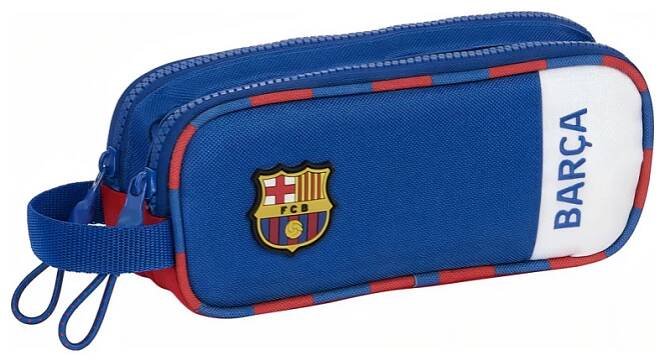 Školní penál FC Barcelona, dvě kapsy, modrý, oválný