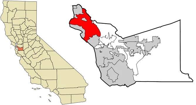 Soubor:Alameda County California Incorporated and Unincorporated areas Oakland Highlighted.svg – Wikipedie