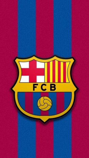the emblem of barcelona fc on a striped background
