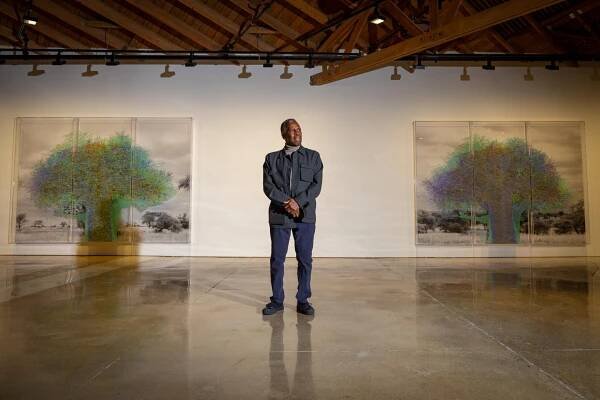 Visual artist Charles Gaines at his new exhibition at Hauser & Wirth in West Hollywood on Wednesday, Feb. 12, 2025 in LA, CA