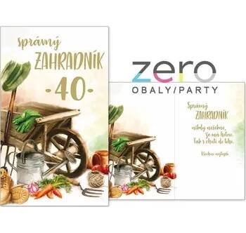 Přání s textem narozeninové 80 + obálka - zahradník