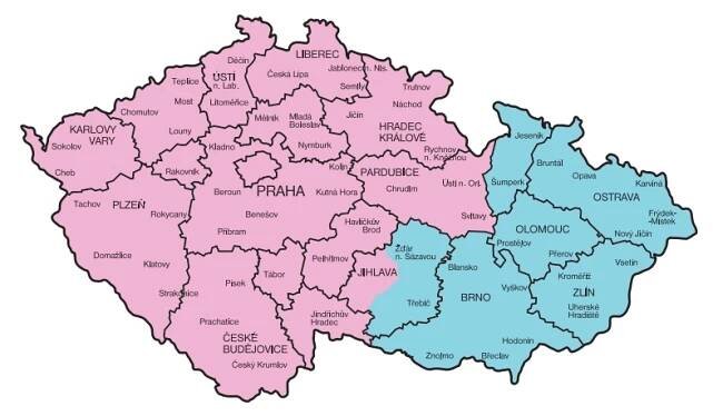 Dle barvy kontaktujte jednotlivé obchodní zástupce