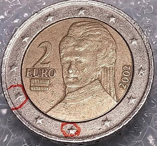 Rarissimi  2  EURO  2002 Austria  RARA  errore  di conio  ottima conservazione