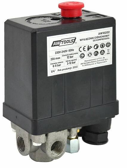AWTOOLS Tlakový spínač na kompresor 230V, 3 výstupy