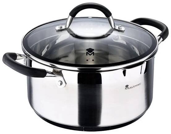 Hrnec s poklicí Masterpro BGMP-1502-BK nerez FOODIES 24 cm 5 litrů