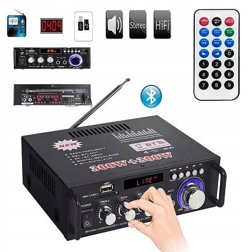 ZESILOVAČ FM HIFI BLUETOOTH 5.0 S DÁLKOVÝM OVLÁDÁNÍM 600 W S VYSOKOU VĚRNOSTÍ