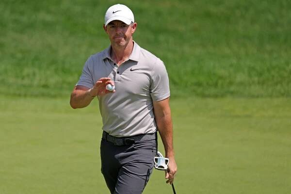 Rory McIlroy walking at the Travelers Championship