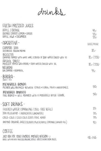Menu - mother copenhagen