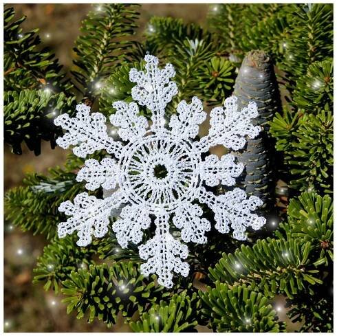 Krajková adventní dekorace - vločka 6