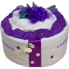 Textilní dort jednopatrový smetanovofialový