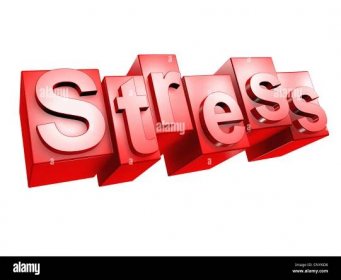 The word 'Stress' in 3D letters on white background Stock Photo