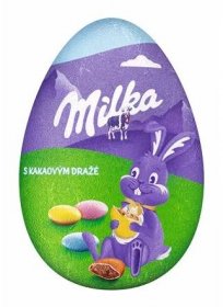 Milka Vajíčko plněné čokoládovými bonbony v cukrové skořápce