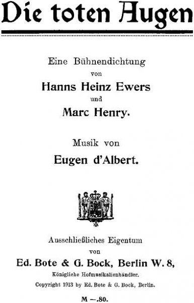 Die toten Augen (Albert, Eugen d') – IMSLP