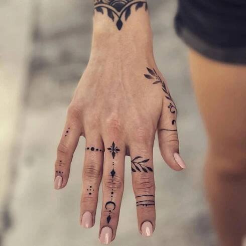 Ornamental hand tattoos | Finger tattoo designs, Small hand tattoos, Hand tattoos for women