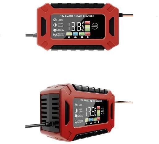   12v 6a fast charger with desulfator temperature   heavy duty smart battery charger with over voltage under voltage over current over heat over vibration lcd display 12  acid compatible for cars trucks motorcycles boats lawn mowers 110 130v ac input 24v 12v 10  4v 28v 12v dual voltage   charge mode included   charger for vehicles Product details 12