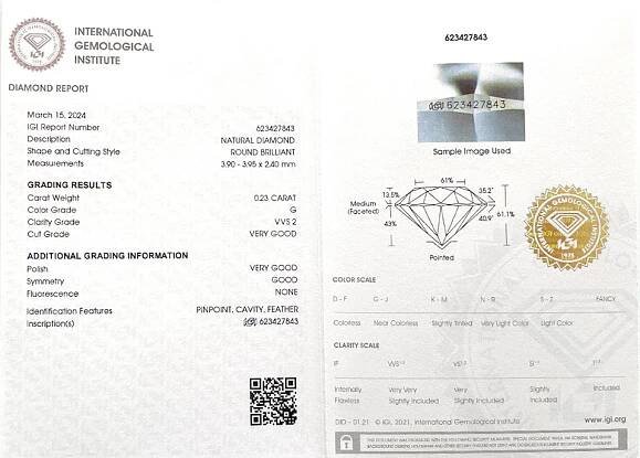 zlaté diamantové náušnice 0.46ct G/VVS2 s IGI certifikáty | VVDiamonds