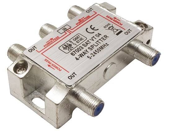 Anténní rozbočovač 1:4, 5x F(F), SAT/TV, kovový, 5 MHz- 2450 MHz