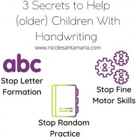 abc, a notebook, and gears showing secrets for legible handwriting