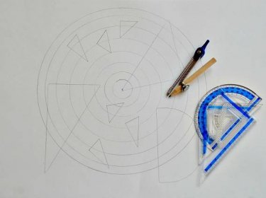 A Drawing created using a Maths Geometry set. One way of combining Maths and Art