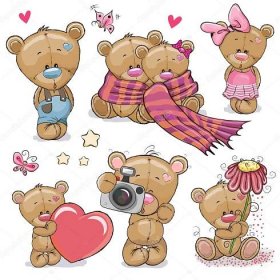Sada medvídek roztomilý kreslený Stock Vector od © Reginast777 127251070