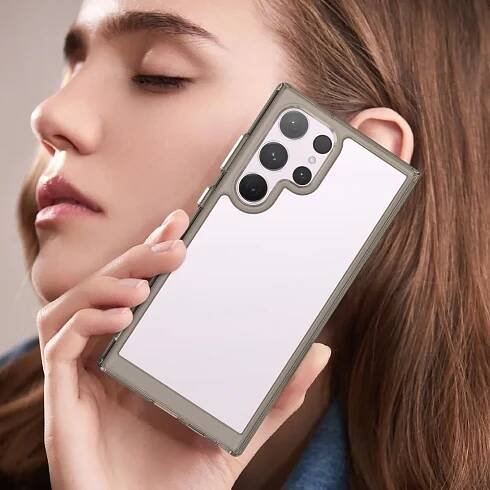 Gelový obal s pevnými zády na Samsung Galaxy S24 Ultra - šedý
