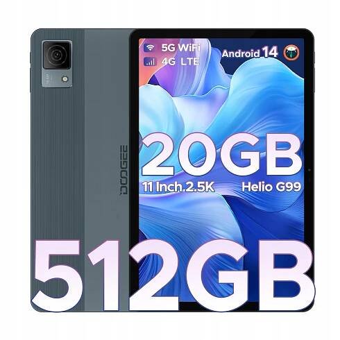 Tablet DOOGEE T40 20/512GB 8580mAh 11"IPS FHD+ 2.5K Android 14 16MP OTG SIM