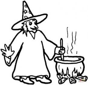 Čarodějnice dělá lektvar omalovánka