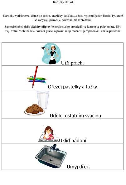 Aktivita...zapojení děti do domácích prací - Mateřská škola Montessori