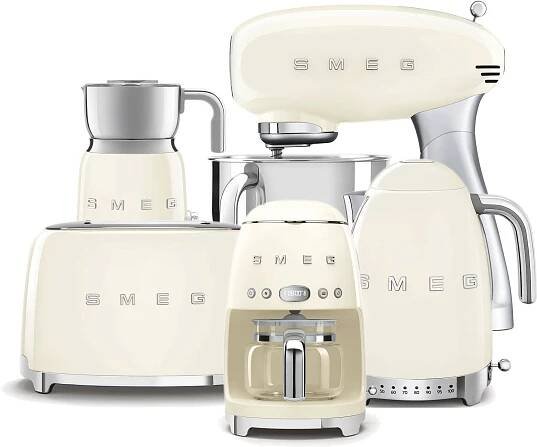 SMEG 50's Retro Style krémový, Robot 4,8l + Překapávač + Konvice + Topinkovač + Šlehač