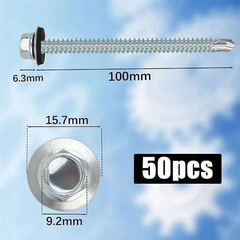 50 kusů šroubů do trapézového plechu, samořezné šrouby, 6,3 x 100 mm Značka žádná značka