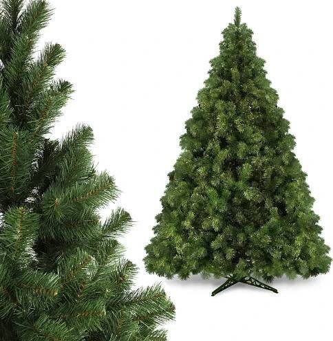 UMĚLÝ VÁNOČNÍ STROMEČEK JAKO ŽIVÝ 220 cm JEDLE HUSTÁ KRÁSNÁ STABILNÍ PREMIUM STOJAN