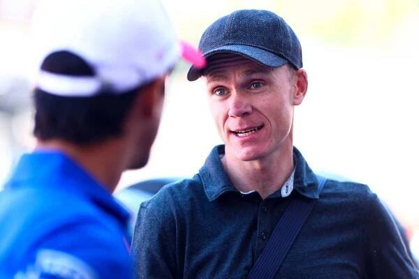 Lucas di Grassi of Brazil and Lola Yamaha ABT Formula E Team talks with Chris Froome, 