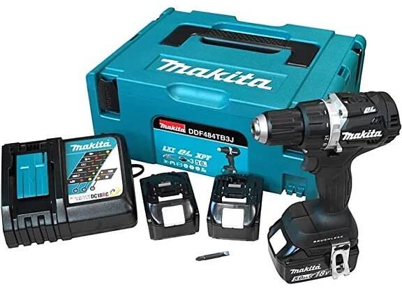 Makita DDF484TB3J aku šroubovák + 3x 5,0 Ah + MAKPAC
