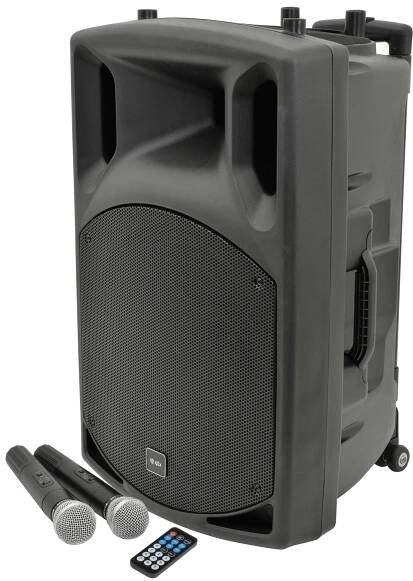 Fotografie QTX QX15PA, mobilní 15" zvukový systém MP3/BT/FM/2x VHF, 250W