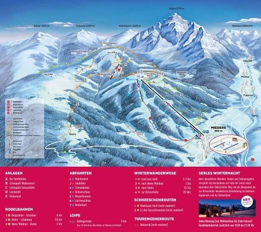 Trail map Serles – Mieders