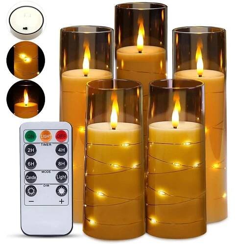 LED SVÍČKA OPLETENÁ DRÁTKEM, EFEKT PLAMENE, ELEKTRICKÁ OZDOBA, VÁNOČNÍ OZDOBA