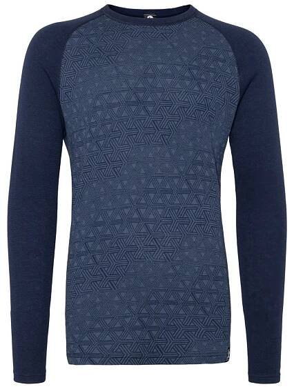Pánské - Trička s dlouhým rukávem - Bula Geo Merino Wool Crewe Navy | Merino sport