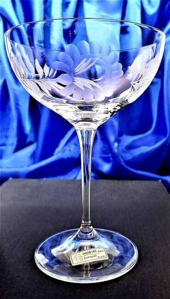 LsG-Crystal Skleničky na šampus miska ručně broušené dekor Růže Kate-391 210ml 6 Ks.
