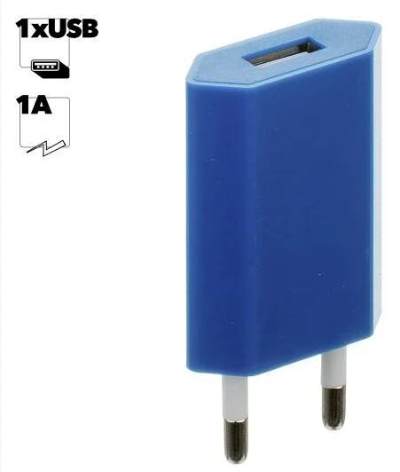 USB síťový adaptér - AR-1006 - Univerzální nabíječka, 5V/1A - modrá