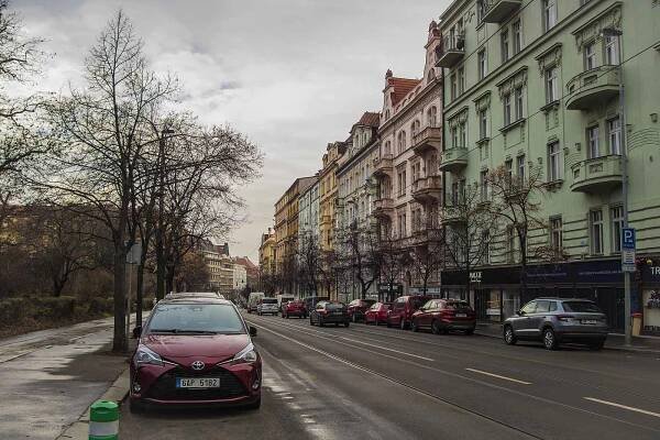 Vinohradská ulice v Praze v roce 2021.